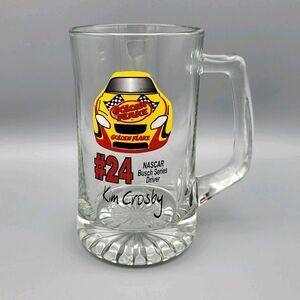 Golden Flake Kim Crosby 24 NASCAR Busch Series Clear Glass Beer Stein Mug 24 OZ